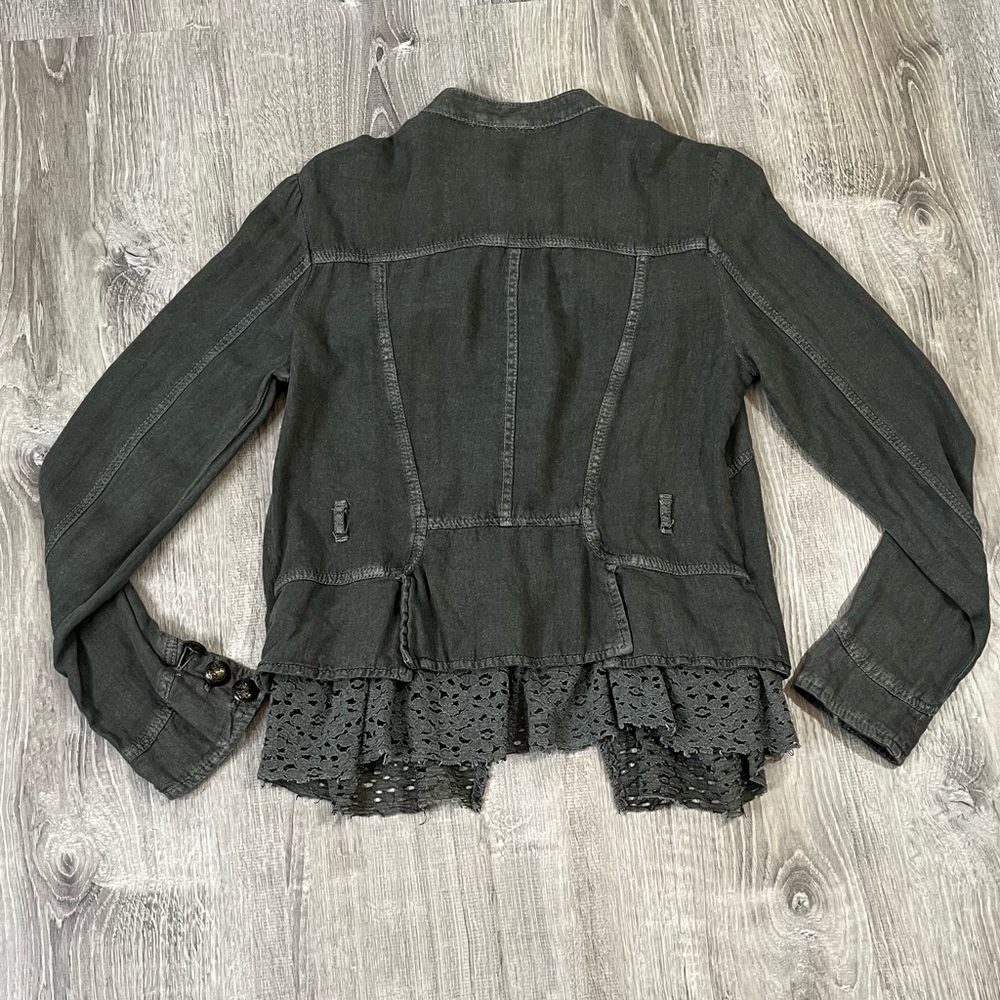 Free People XS Green Emilia Utility Military Blazer Jacket Urban Outfitters - Picture 11 of 15